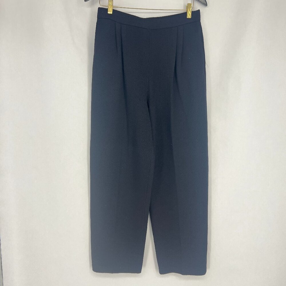St John Basic Knit Wide Leg Pants Size 12 black